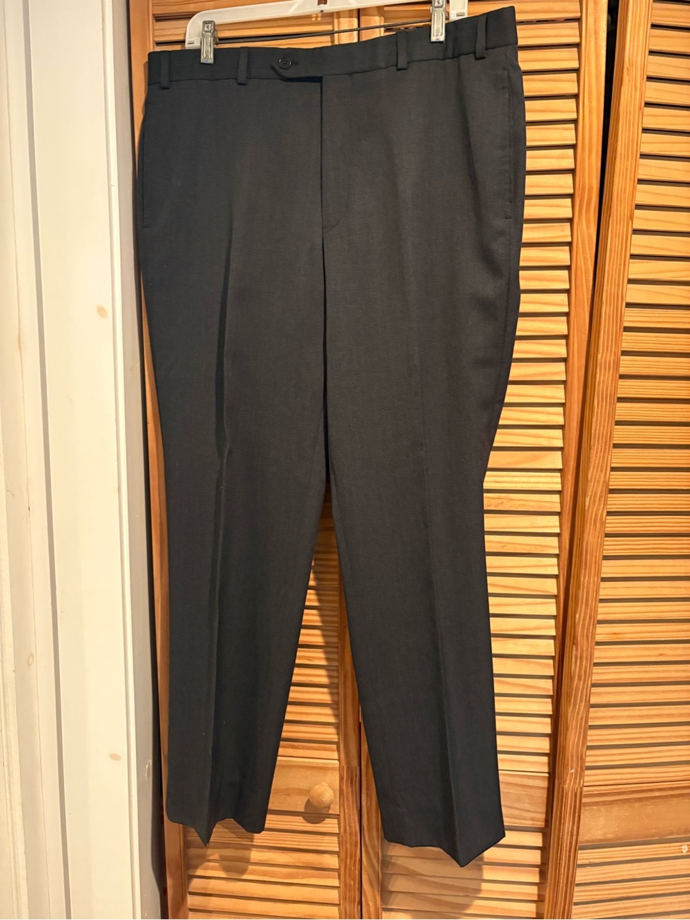 Classic Wool Men's Dress Pants Gray Office Business Trousers 38x30 Madison Fit